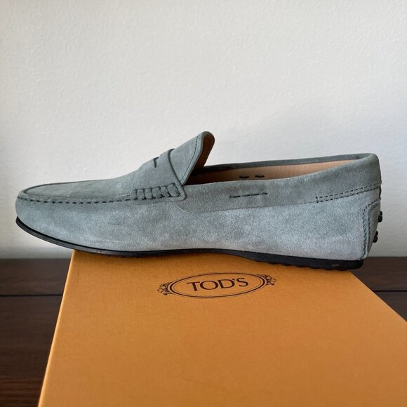 Tod's Men's Blue Suede Penny Loafer Shoes, XXM0LR00011RE0B211 - Picture 4 of 11
